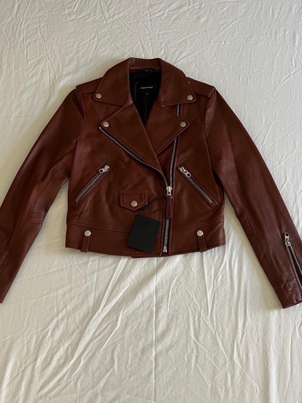NWT Mackage Baya Leather moto jacket in color Brick size XS